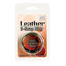 Leather 3 Snap Ring - Black 