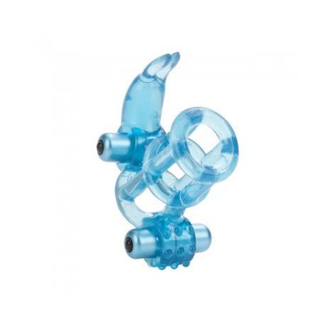 Basic Essentials Double Trouble Vibrating Support System - Blue 
