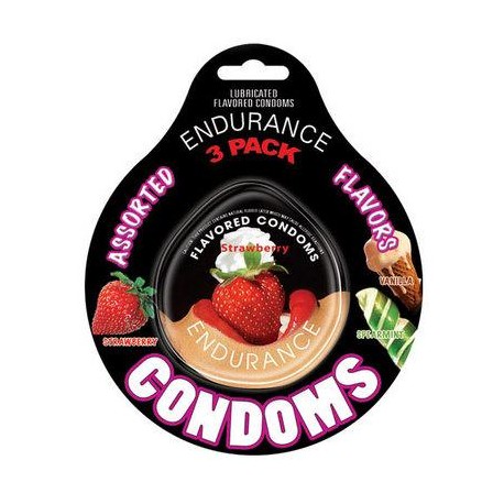 Endurance Assorted Flavored Condoms - 3 Pack