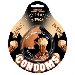 Endurance Vanilla Flavored Condoms - 3 Pack