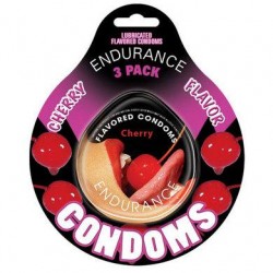 Endurance Cherry Flavored Condoms - 3 Pack 