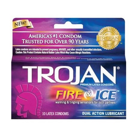 Trojan Fire And Ice Dual Lubricated - 10 Pack