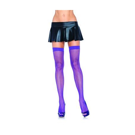Fishnet Thigh Highs - Purple - One Size 