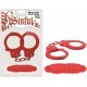 Sinful Metal Cuffs with Keys & Love Rope - Red 