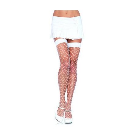 Fence Net Thigh Highs - White - One Size 