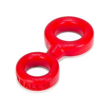 8-ball Cockring with Attached Ball-ring Oxballs - Red 