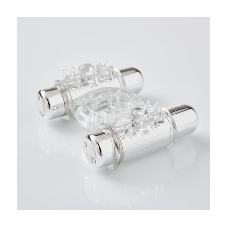 Sensuelle 7 Function Rechargeable Double Action Bullet Ring - Clear 