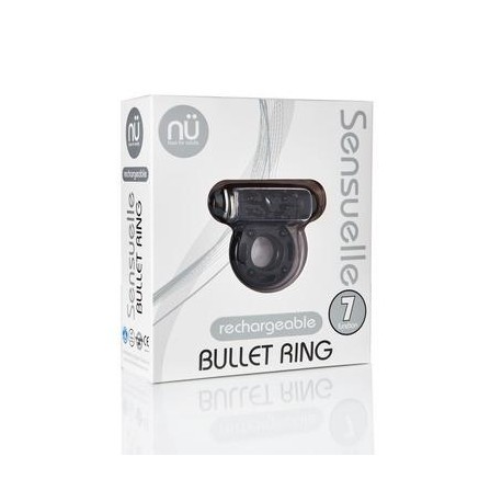 Sensuelle 7 Function Rechargeable Bullet Ring - Black 
