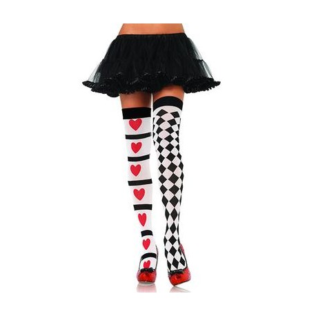 Harlequin and Heart Thigh Highs 