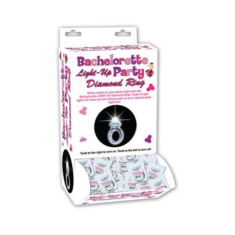 Bachelorette Light-up Party Diamond Ring - 24 Piece Display