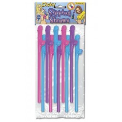 Dicky Sipping Straws Assorted Colors - 10 Pack