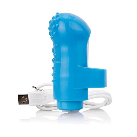 Charged Fingo Rechargeable Finger Vibe - Blue - 6 Count Display 