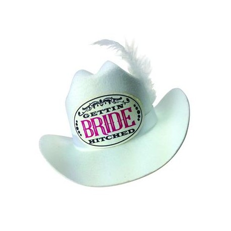 Gettin' Hitched Clip-on Cowgirl Bride Party Hat 