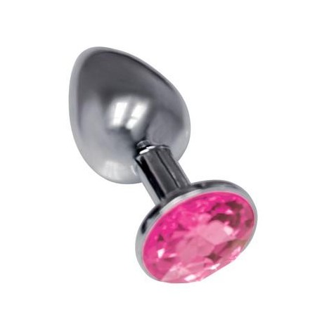 The 9's the Silver Starter Bejeweled Stainless Steel Plug - Pink 
