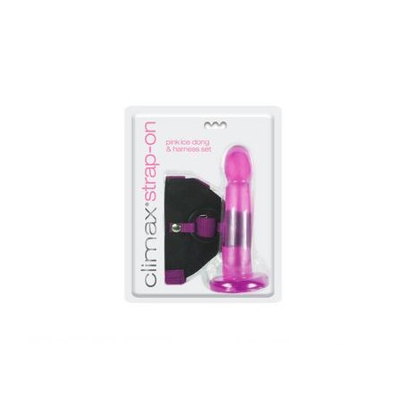 Climax Strap-on - Pink Ice Dong & Harness Set 