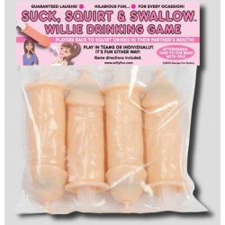 Xl Suck, Squirt & Swallow Willie Drinking Game - 4 Pack 