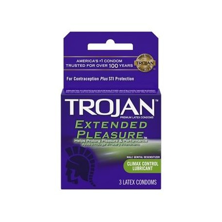 Trojan Extended Pleasure Lubricated Condoms - 3 Pack 