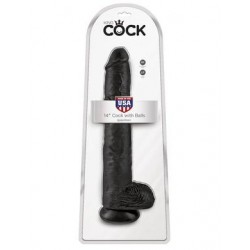 King Cock 14" Cock with Balls - Black 