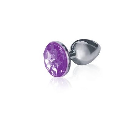 The 9's the Silver Starter Bejeweled Stainless Steel Plug - Violet 