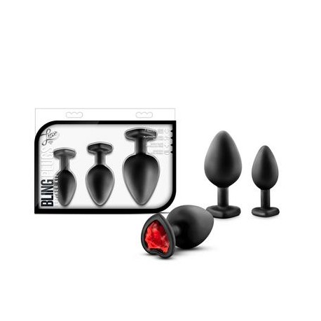 Luxe - Bling Plugs Training Kit - Black W/ Red Gems 
