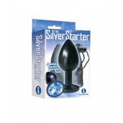 The 9's the Silver Starter Anodized Bejeweled Stainless Steel Plug - Cobalt 
