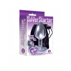 The 9's the Silver Starter Heart Bejeweled Stainless Steel Plug - Violet 