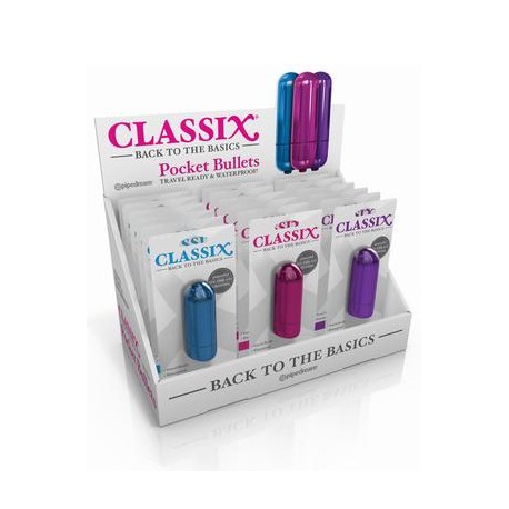 Classix Pocket Bullet Display of 18 - Assorted Colors 