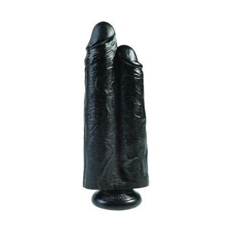 King Cock 9" Two Cocks One Hole - Black 