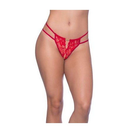 Crotchless Less Thong with Rhinestone Detail 