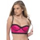 Longline Satin Balconette Bra with Lace Trimmed Edges and Removable Straps - 1x - Bright Rose/b