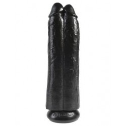 King Cock 11" Two Cocks One Hole - Black 