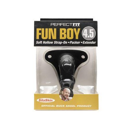 Fun Boy 4.5 Soft Hollow Strap-on - Packer - Extender - Black 