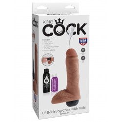 King Cock 8&quot; Squirting Cock With Balls -Tan