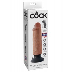 King Cock 6&quot; Vibrating Cock - Tan