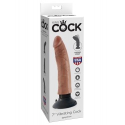 King Cock 7&quot; Vibrating Cock - Tan