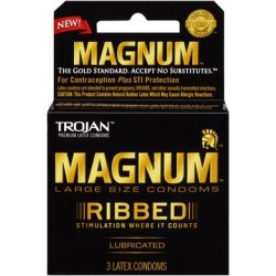 Trojan Magnum Ribbed Lubricated - 3 Pack