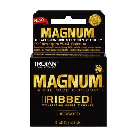 Trojan Magnum Ribbed Lubricated - 3 Pack