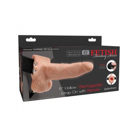 Fetish Fantasy Series 6&quot; Hollow Rechargeable Strap-on With Remote - Flesh