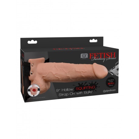 Fetish Fantasy Series 9&quot; Hollow Squirting Strap-on With Balls - Flesh