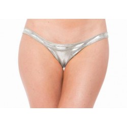 Lame Exposed Side Panty - Silver - One Size 