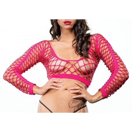 All Over Mesh Crotchless Leggings - One Size - Pink