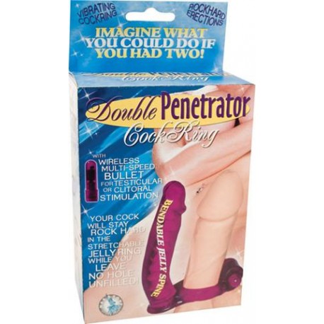 Double Penetrator Cockring - Purple