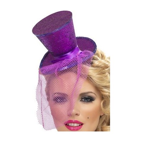 Mini Top Hat on Headband - Purple 