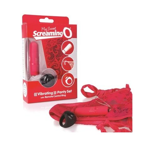 My Secret Screaming O Vibrating Panty Set with Remote Control Ring - Red