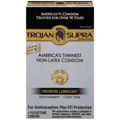 Trojan Supra Lubricated Condoms - 6 pack
