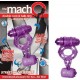 The Macho Double Cock and Balls Ring with Clitoral Tickler - Purple