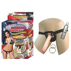 All American Whoppers Vibrating 7-Inch Dong With Harness - Flesh 