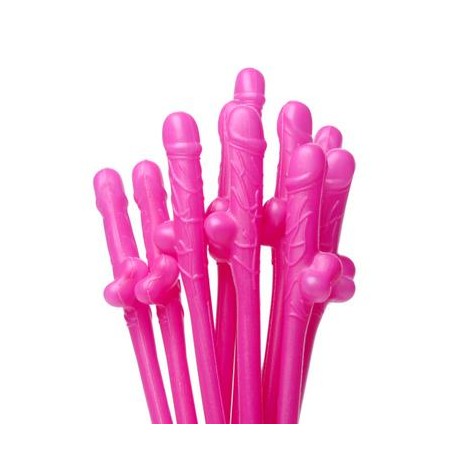 Penis Sipping Straws - Pink - 10 Pack 
