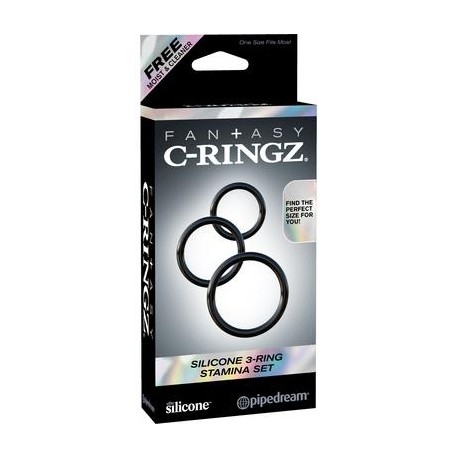 Fantasy C-ringz Silicone 3 Ring Stamina Set - Black 