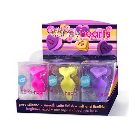 Naughty Candy Hearts - 9 Piece Display - Assorted Colors